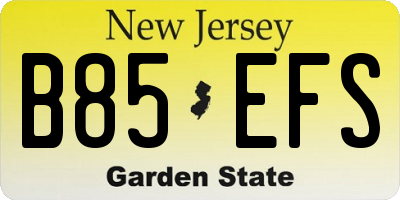 NJ license plate B85EFS