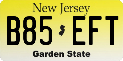 NJ license plate B85EFT
