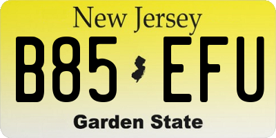 NJ license plate B85EFU