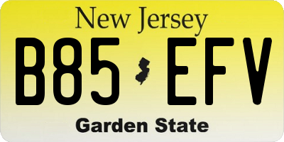 NJ license plate B85EFV