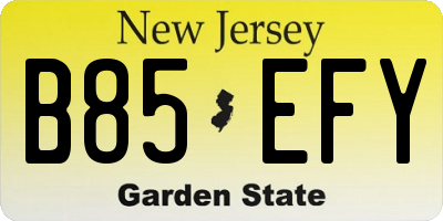 NJ license plate B85EFY