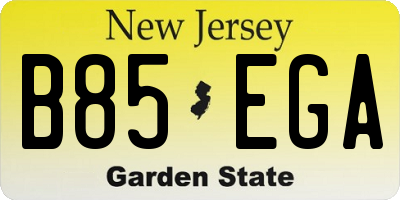 NJ license plate B85EGA