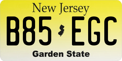 NJ license plate B85EGC