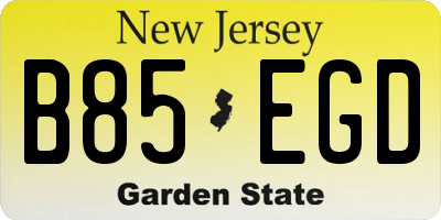 NJ license plate B85EGD