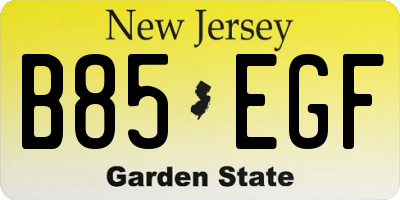 NJ license plate B85EGF