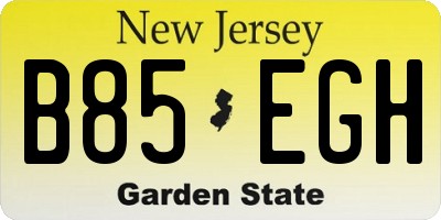 NJ license plate B85EGH