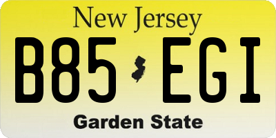 NJ license plate B85EGI
