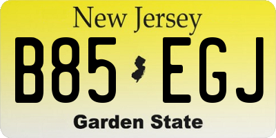 NJ license plate B85EGJ