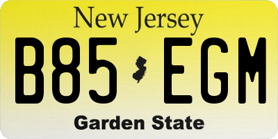NJ license plate B85EGM