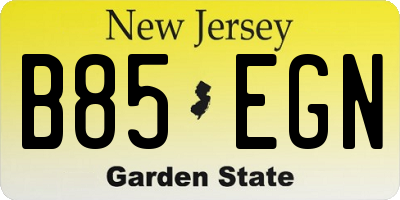 NJ license plate B85EGN