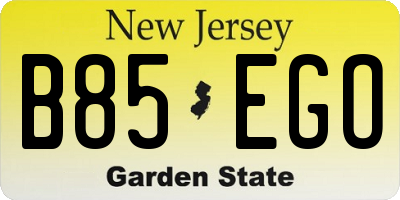 NJ license plate B85EGO
