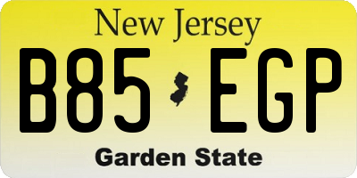 NJ license plate B85EGP