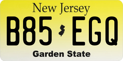 NJ license plate B85EGQ
