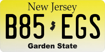 NJ license plate B85EGS