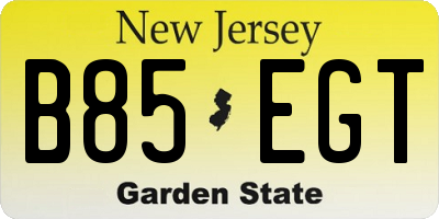 NJ license plate B85EGT