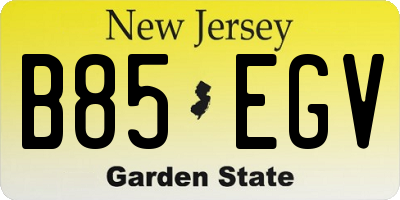 NJ license plate B85EGV