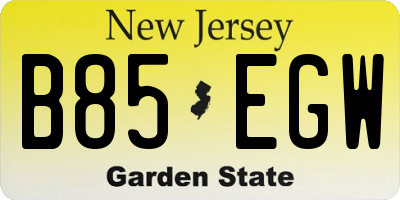 NJ license plate B85EGW