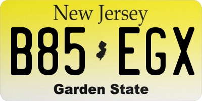 NJ license plate B85EGX