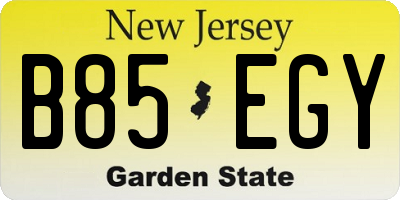 NJ license plate B85EGY