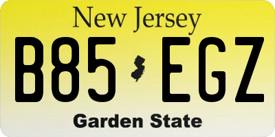 NJ license plate B85EGZ