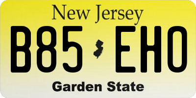 NJ license plate B85EHO