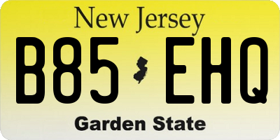 NJ license plate B85EHQ