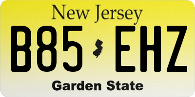 NJ license plate B85EHZ