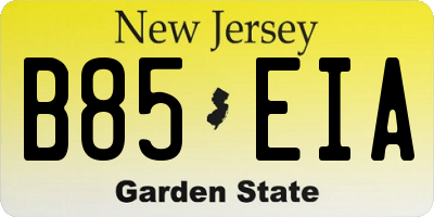NJ license plate B85EIA