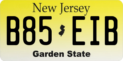 NJ license plate B85EIB