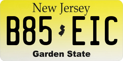 NJ license plate B85EIC