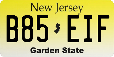 NJ license plate B85EIF
