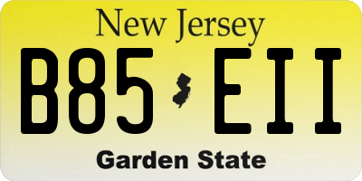 NJ license plate B85EII