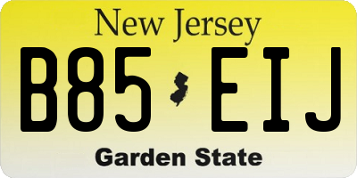 NJ license plate B85EIJ