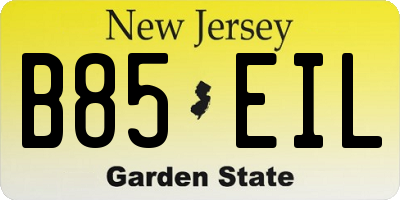 NJ license plate B85EIL