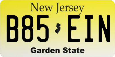 NJ license plate B85EIN