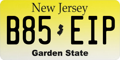 NJ license plate B85EIP