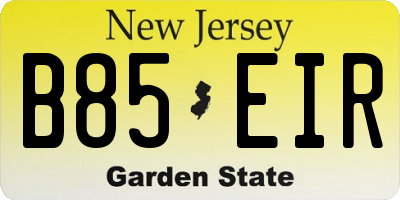 NJ license plate B85EIR