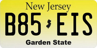 NJ license plate B85EIS