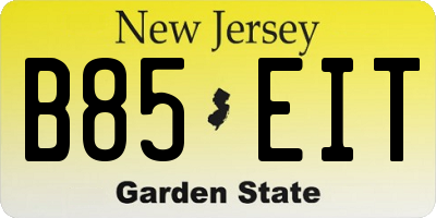 NJ license plate B85EIT