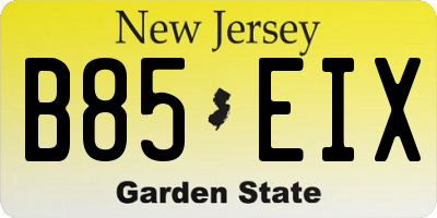 NJ license plate B85EIX