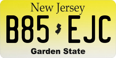 NJ license plate B85EJC