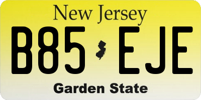 NJ license plate B85EJE