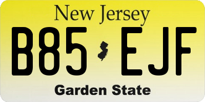 NJ license plate B85EJF