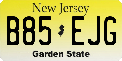 NJ license plate B85EJG