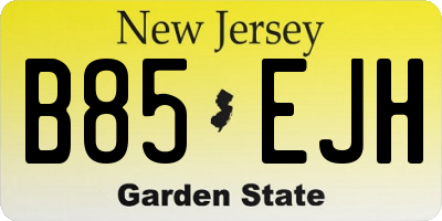 NJ license plate B85EJH