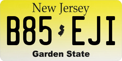 NJ license plate B85EJI