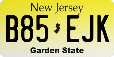 NJ license plate B85EJK