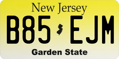 NJ license plate B85EJM