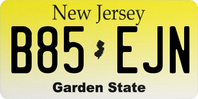NJ license plate B85EJN