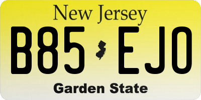 NJ license plate B85EJO